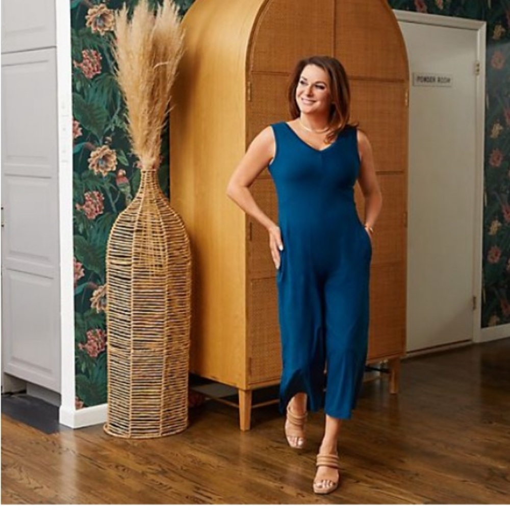 Cuddl Duds Cropped Jumpsuit Wide Leg Petite Small